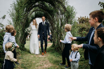 Living willow arch walkway at eco wedding venue