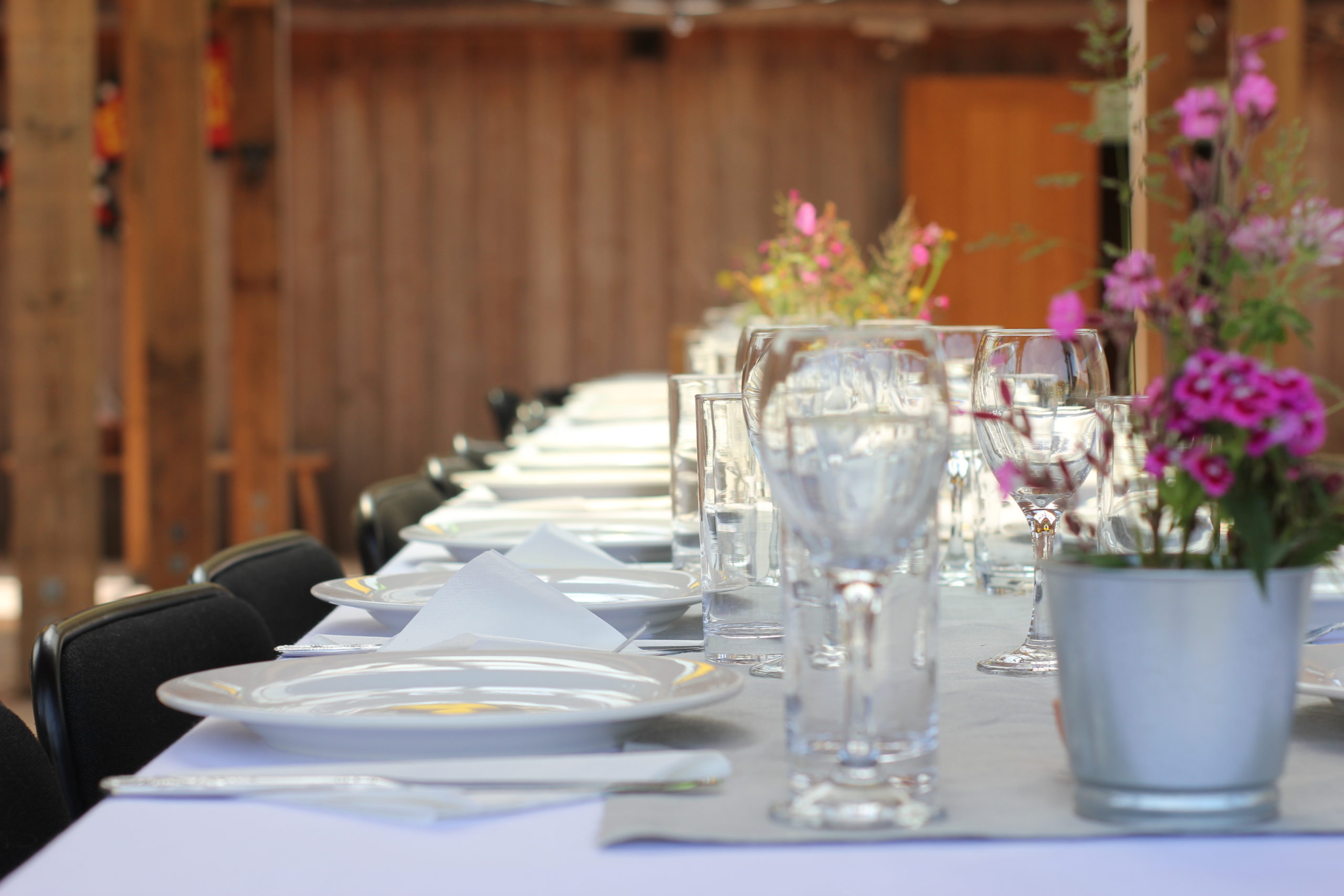 Bench table seating at Eco wedding venue