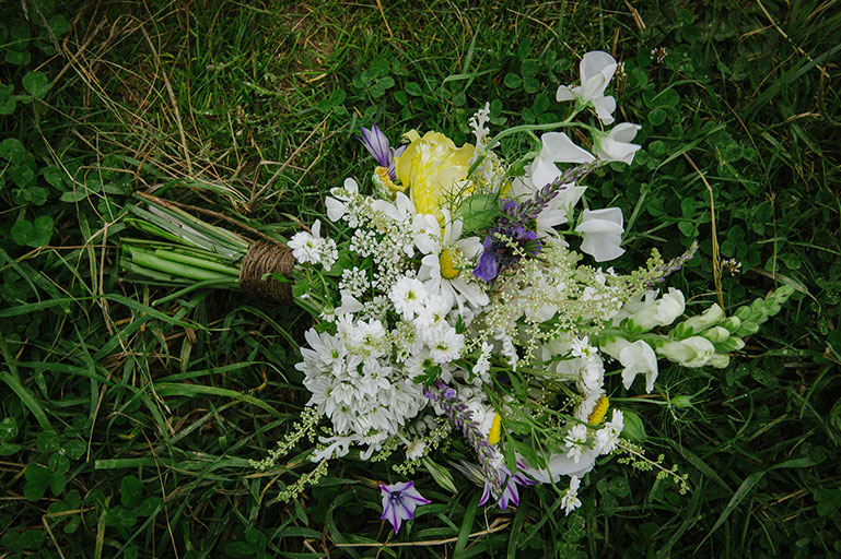 Wild Cornish wedding flowers bouquet